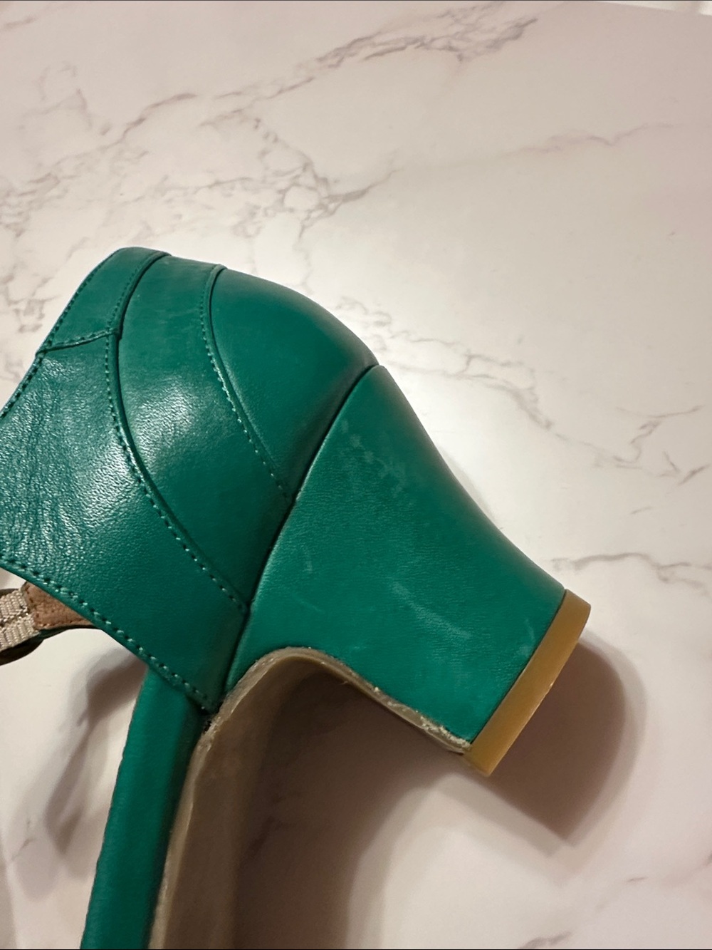 Miz Mooz Teal Green Frenchy Heels with Ankle Strap - Picture 5 of 9